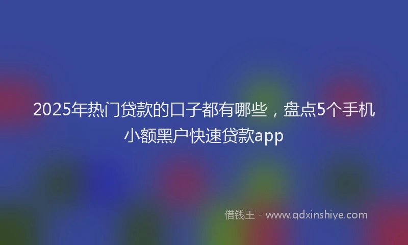 2025年热门贷款的口子都有哪些，盘点5个手机小额黑户快速贷款app
