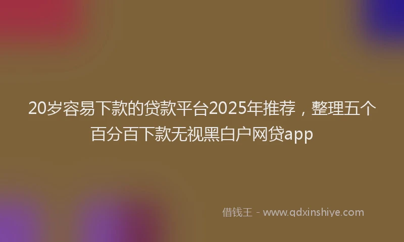 20岁容易下款的贷款平台2025年推荐，整理五个百分百下款无视黑白户网贷app