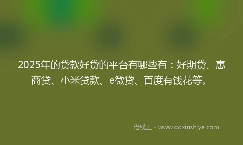 2025年的贷款好贷的平台有哪些有：好期贷、惠商贷、小米贷款、e微贷、百度有钱花等。