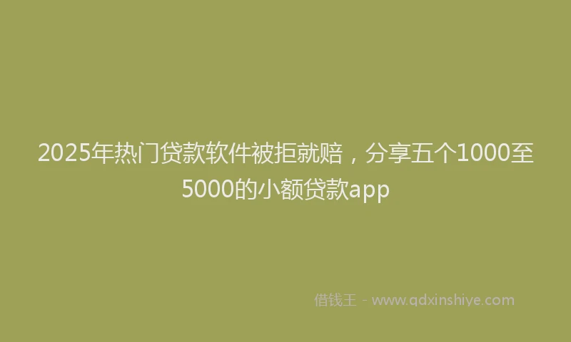 2025年热门贷款软件被拒就赔，分享五个1000至5000的小额贷款app