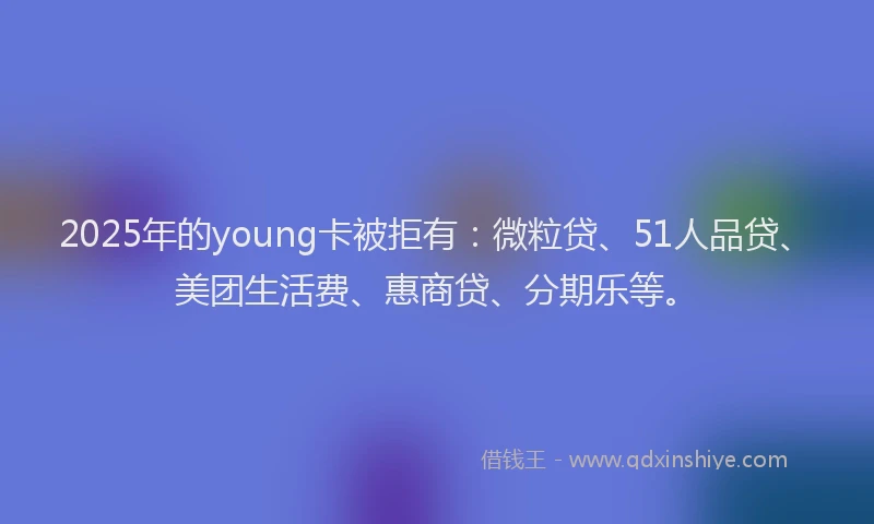 2025年的young卡被拒有：微粒贷、51人品贷、美团生活费、惠商贷、分期乐等。
