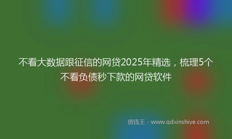 不看大数据跟征信的网贷2025年精选，梳理5个不看负债秒下款的网贷软件