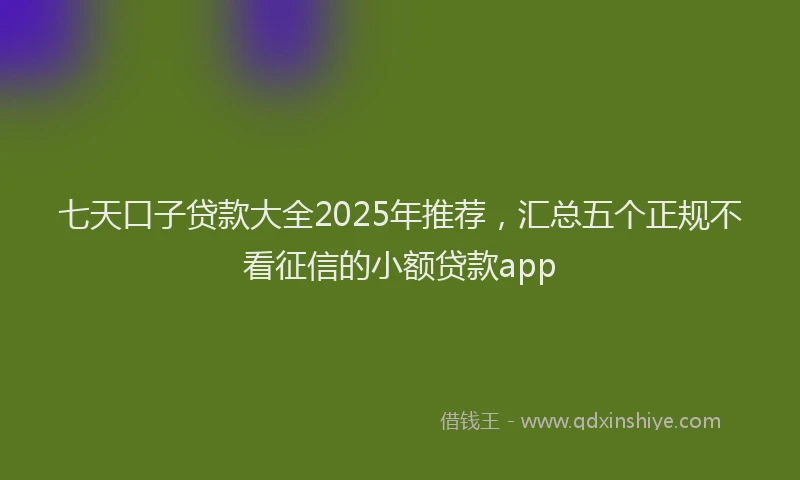 七天口子贷款大全2025年推荐，汇总五个正规不看征信的小额贷款app