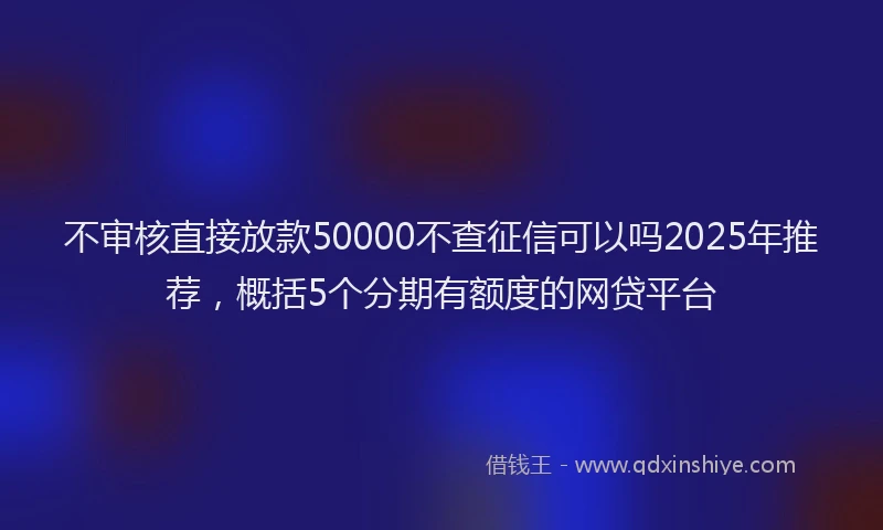 不审核直接放款50000不查征信可以吗2025年推荐，概括5个分期有额度的网贷平台