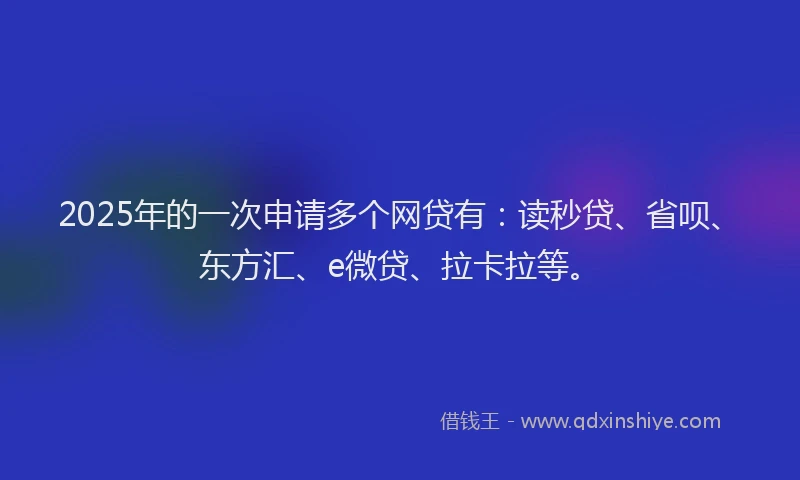 2025年的一次申请多个网贷有：读秒贷、省呗、东方汇、e微贷、拉卡拉等。