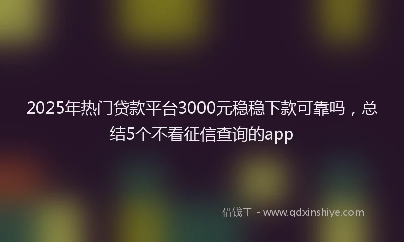 2025年热门贷款平台3000元稳稳下款可靠吗，总结5个不看征信查询的app