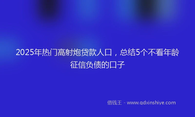 2025年热门高射炮贷款人口，总结5个不看年龄征信负债的口子