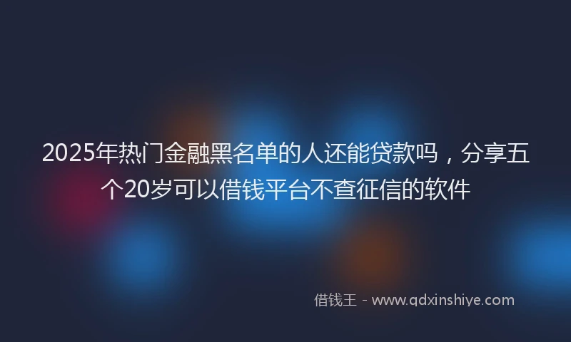 2025年热门金融黑名单的人还能贷款吗，分享五个20岁可以借钱平台不查征信的软件