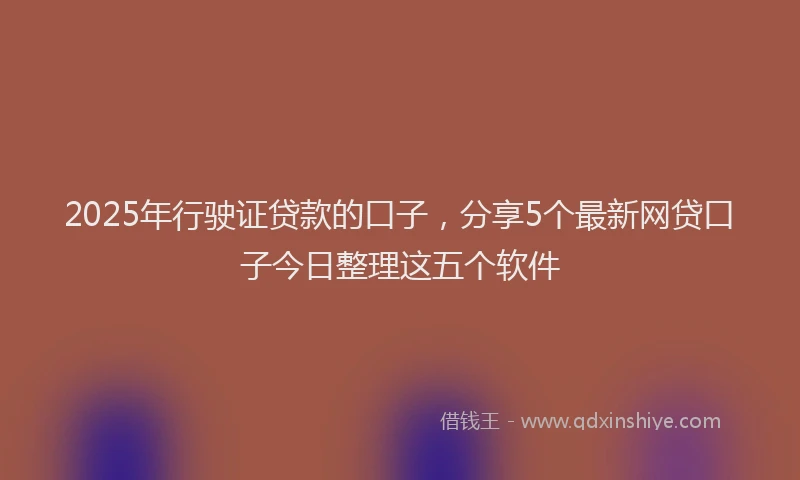 2025年行驶证贷款的口子，分享5个最新网贷口子今日整理这五个软件