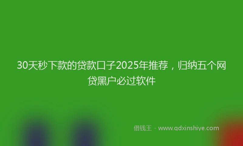 30天秒下款的贷款口子2025年推荐，归纳五个网贷黑户必过软件