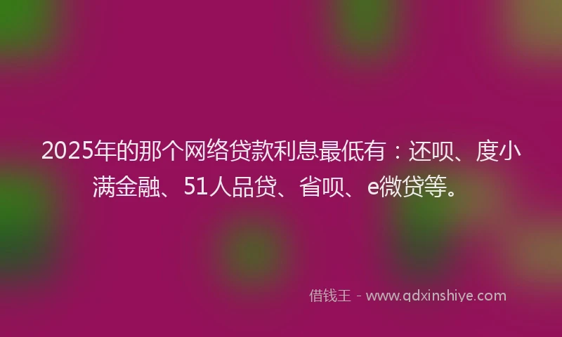 2025年的那个网络贷款利息最低有：还呗、度小满金融、51人品贷、省呗、e微贷等。