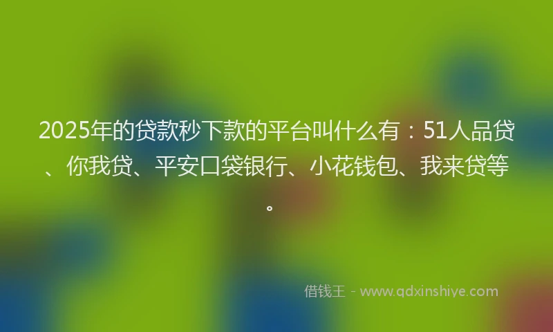 2025年的贷款秒下款的平台叫什么有：51人品贷、你我贷、平安口袋银行、小花钱包、我来贷等。