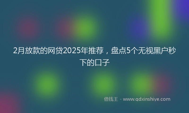 2月放款的网贷2025年推荐，盘点5个无视黑户秒下的口子