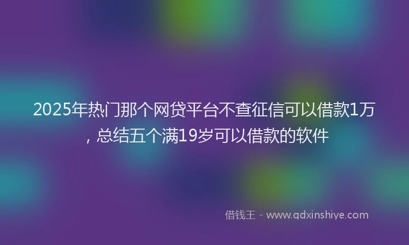 2025年热门那个网贷平台不查征信可以借款1万，总结五个满19岁可以借款的软件