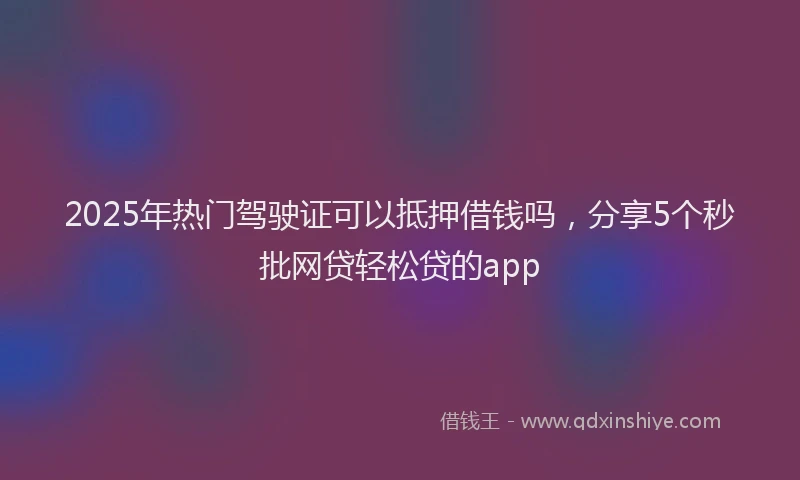 2025年热门驾驶证可以抵押借钱吗，分享5个秒批网贷轻松贷的app