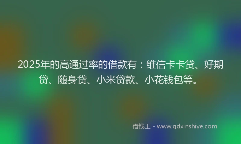 2025年的高通过率的借款有：维信卡卡贷、好期贷、随身贷、小米贷款、小花钱包等。