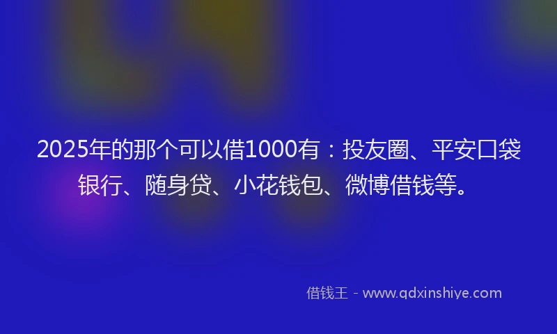 2025年的那个可以借1000有：投友圈、平安口袋银行、随身贷、小花钱包、微博借钱等。