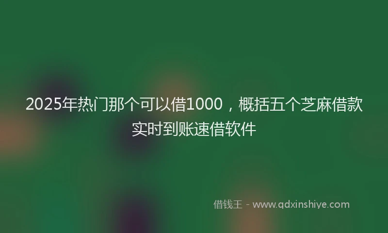2025年热门那个可以借1000，概括五个芝麻借款实时到账速借软件