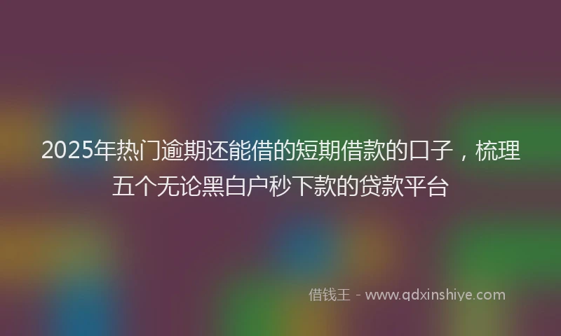 2025年热门逾期还能借的短期借款的口子，梳理五个无论黑白户秒下款的贷款平台