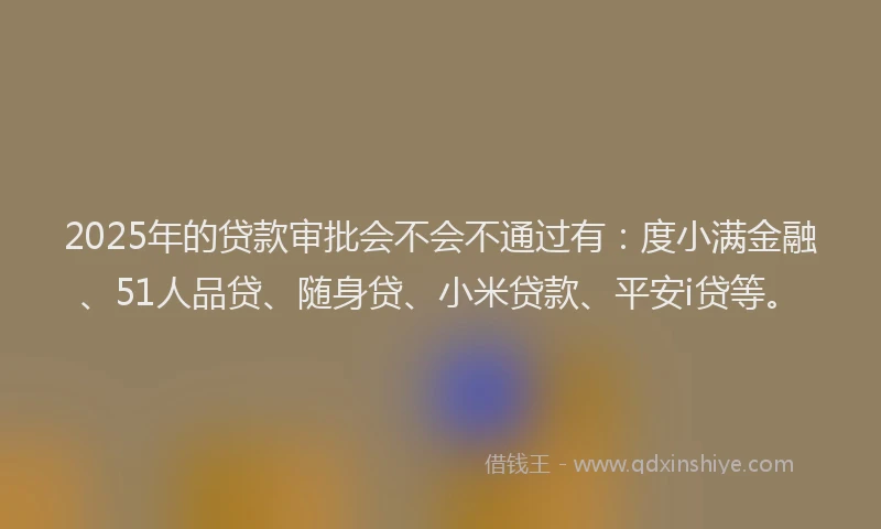 2025年的贷款审批会不会不通过有：度小满金融、51人品贷、随身贷、小米贷款、平安i贷等。
