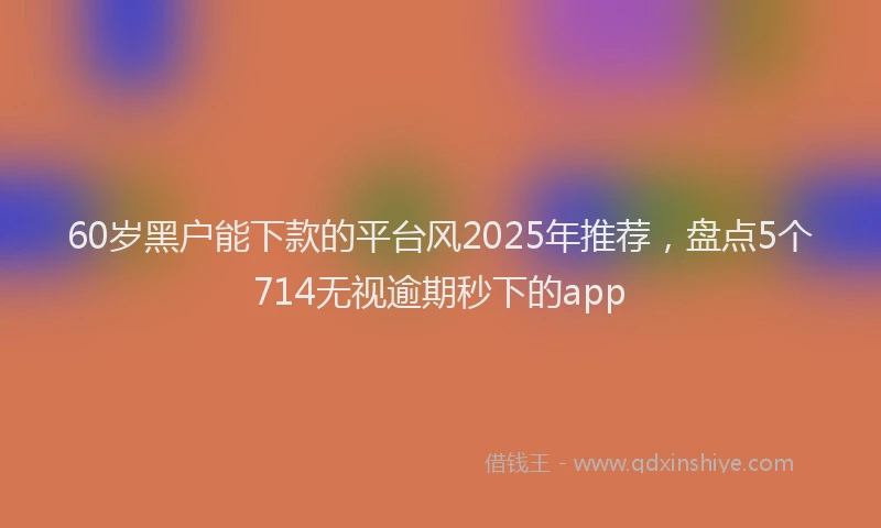 60岁黑户能下款的平台风2025年推荐，盘点5个714无视逾期秒下的app