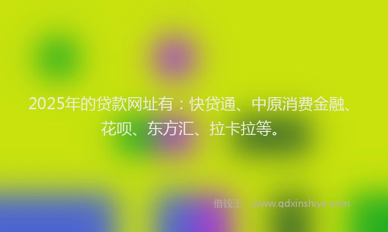2025年的贷款网址有：快贷通、中原消费金融、花呗、东方汇、拉卡拉等。