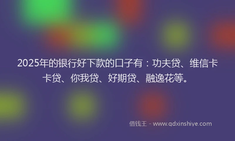 2025年的银行好下款的口子有：功夫贷、维信卡卡贷、你我贷、好期贷、融逸花等。