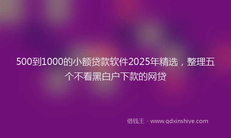 500到1000的小额贷款软件2025年精选，整理五个不看黑白户下款的网贷