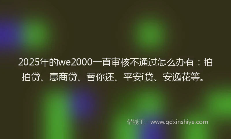 2025年的we2000一直审核不通过怎么办有：拍拍贷、惠商贷、替你还、平安i贷、安逸花等。