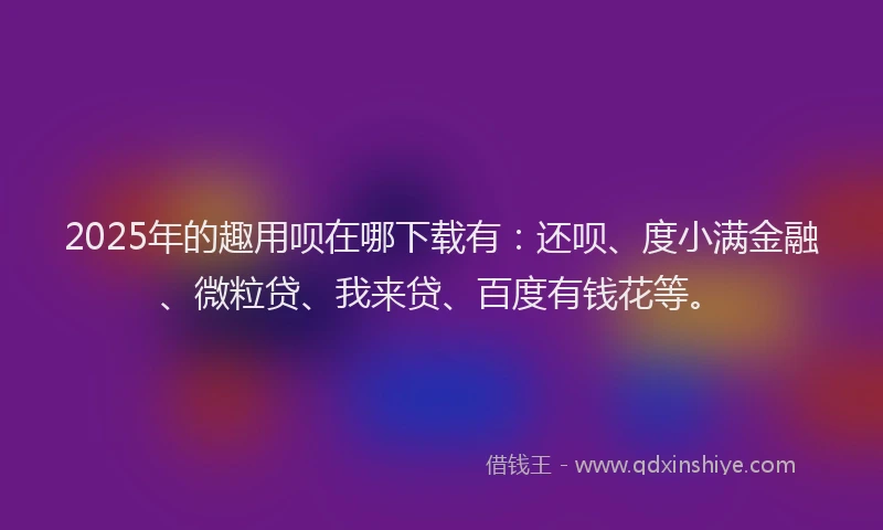 2025年的趣用呗在哪下载有：还呗、度小满金融、微粒贷、我来贷、百度有钱花等。