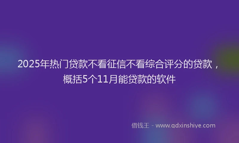 2025年热门贷款不看征信不看综合评分的贷款，概括5个11月能贷款的软件