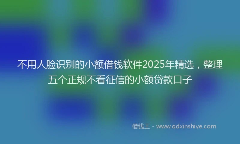 不用人脸识别的小额借钱软件2025年精选，整理五个正规不看征信的小额贷款口子