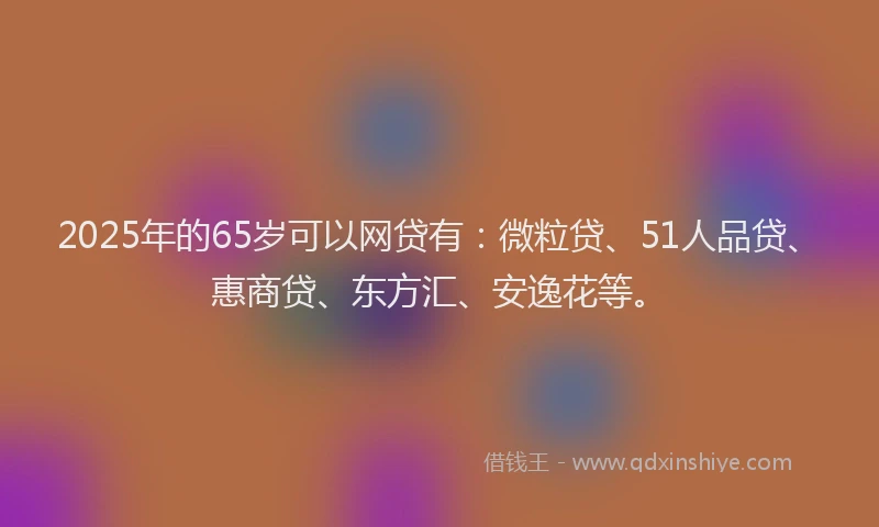 2025年的65岁可以网贷有：微粒贷、51人品贷、惠商贷、东方汇、安逸花等。