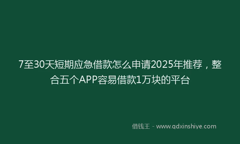 7至30天短期应急借款怎么申请2025年推荐，整合五个APP容易借款1万块的平台