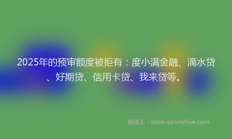 2025年的预审额度被拒有：度小满金融、滴水贷、好期贷、信用卡贷、我来贷等。