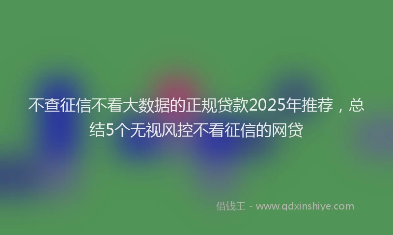 不查征信不看大数据的正规贷款2025年推荐，总结5个无视风控不看征信的网贷