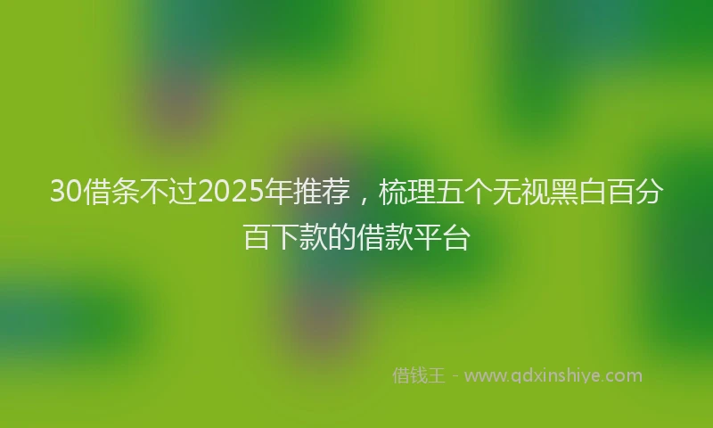 30借条不过2025年推荐，梳理五个无视黑白百分百下款的借款平台