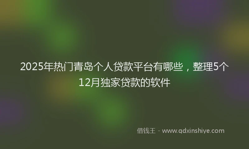 2025年热门青岛个人贷款平台有哪些，整理5个12月独家贷款的软件