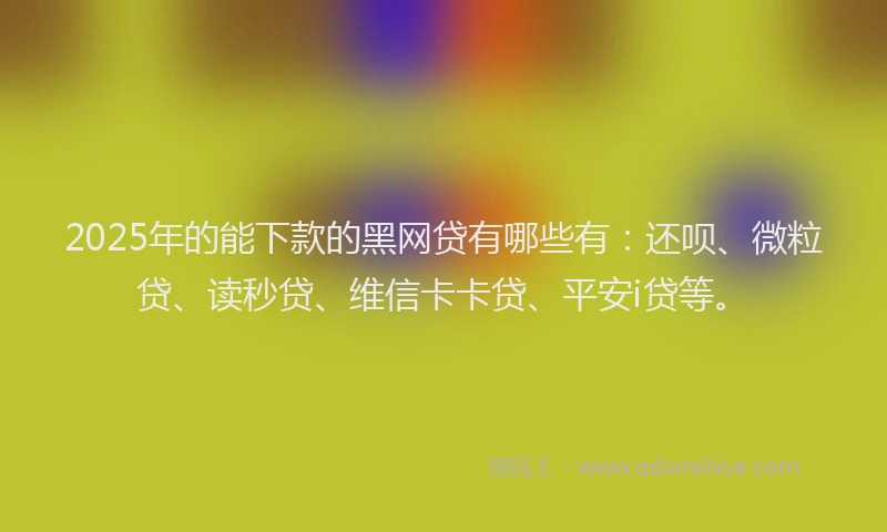 2025年的能下款的黑网贷有哪些有：还呗、微粒贷、读秒贷、维信卡卡贷、平安i贷等。