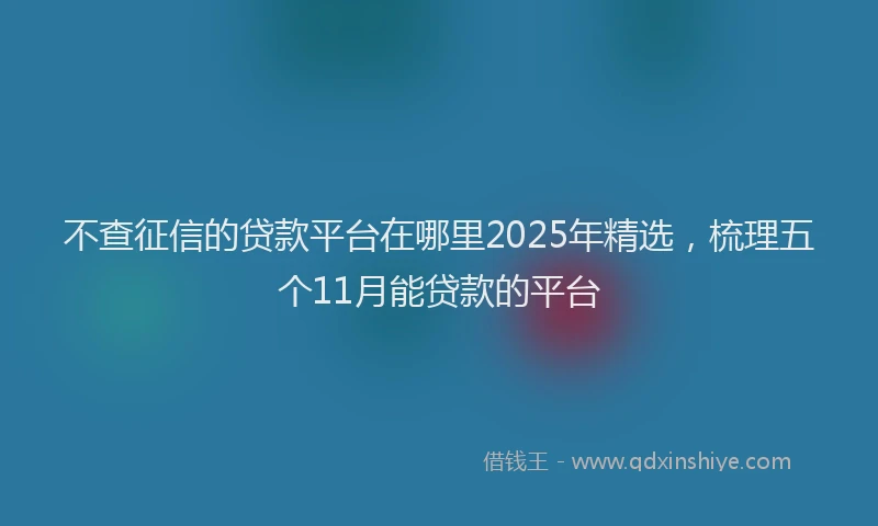 不查征信的贷款平台在哪里2025年精选，梳理五个11月能贷款的平台
