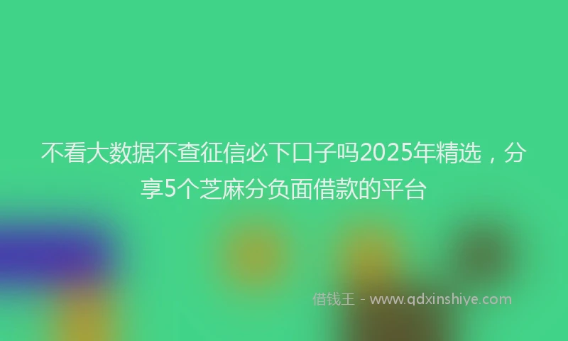 不看大数据不查征信必下口子吗2025年精选，分享5个芝麻分负面借款的平台