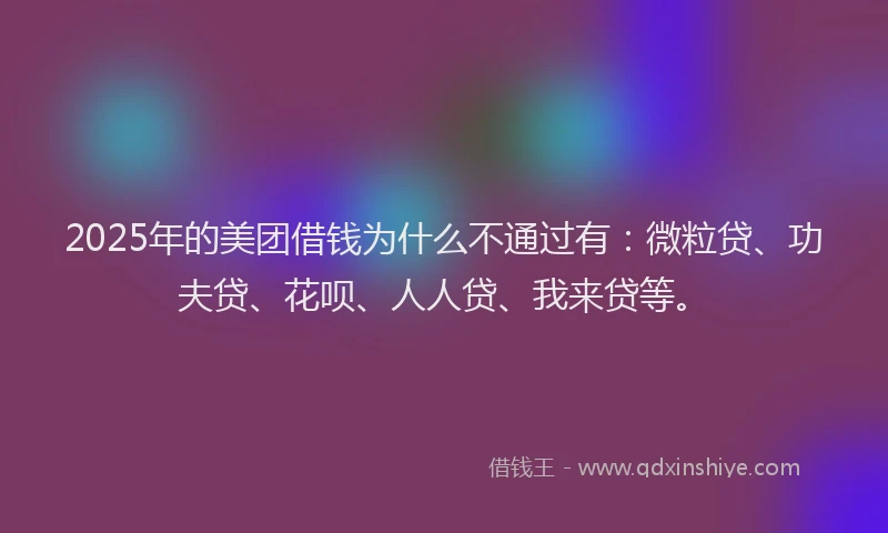 2025年的美团借钱为什么不通过有：微粒贷、功夫贷、花呗、人人贷、我来贷等。