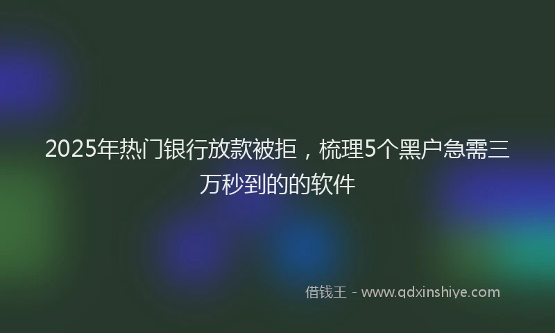 2025年热门银行放款被拒，梳理5个黑户急需三万秒到的的软件