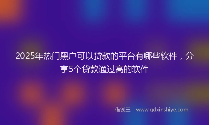 2025年热门黑户可以贷款的平台有哪些软件，分享5个贷款通过高的软件