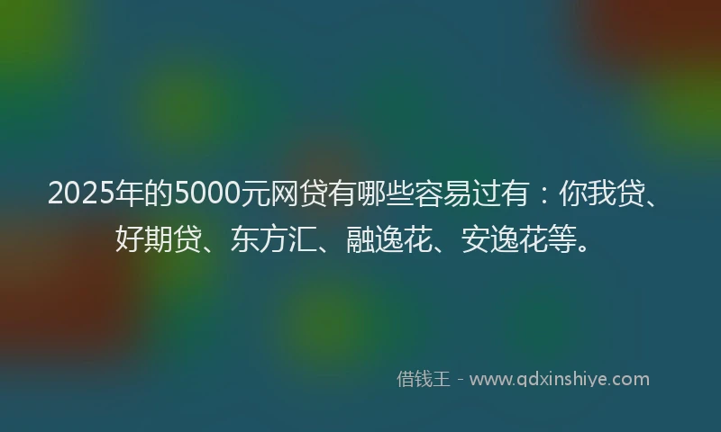 2025年的5000元网贷有哪些容易过有：你我贷、好期贷、东方汇、融逸花、安逸花等。