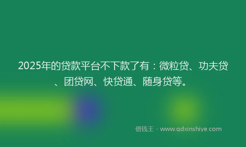 2025年的贷款平台不下款了有：微粒贷、功夫贷、团贷网、快贷通、随身贷等。