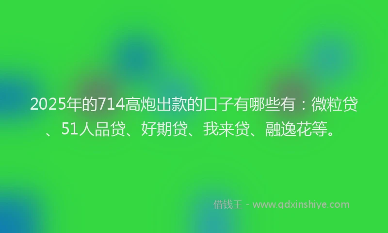 2025年的714高炮出款的口子有哪些有：微粒贷、51人品贷、好期贷、我来贷、融逸花等。