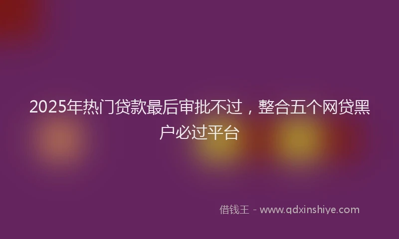 2025年热门贷款最后审批不过，整合五个网贷黑户必过平台