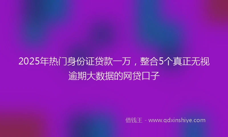 2025年热门身份证贷款一万，整合5个真正无视逾期大数据的网贷口子