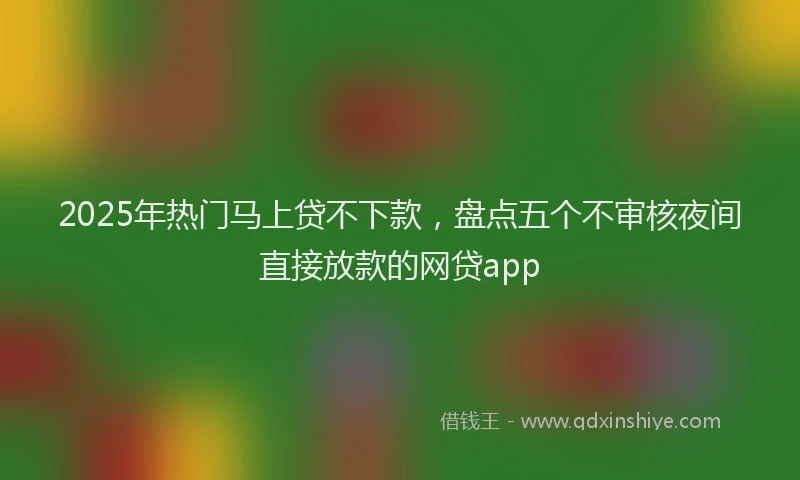 2025年热门马上贷不下款，盘点五个不审核夜间直接放款的网贷app